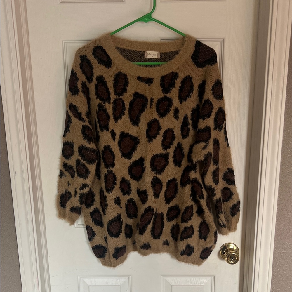 Altar'd State Brown and Black Leopard Print Sweater